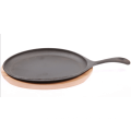 Oval Cast Iron Fajita Pan Set with Wood Serving